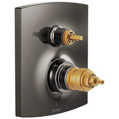 Brizo TempAssure Thermostatic Valve with Integrated 6-Function Diverter Trim - Less Handles - Brilliance® Black Onyx