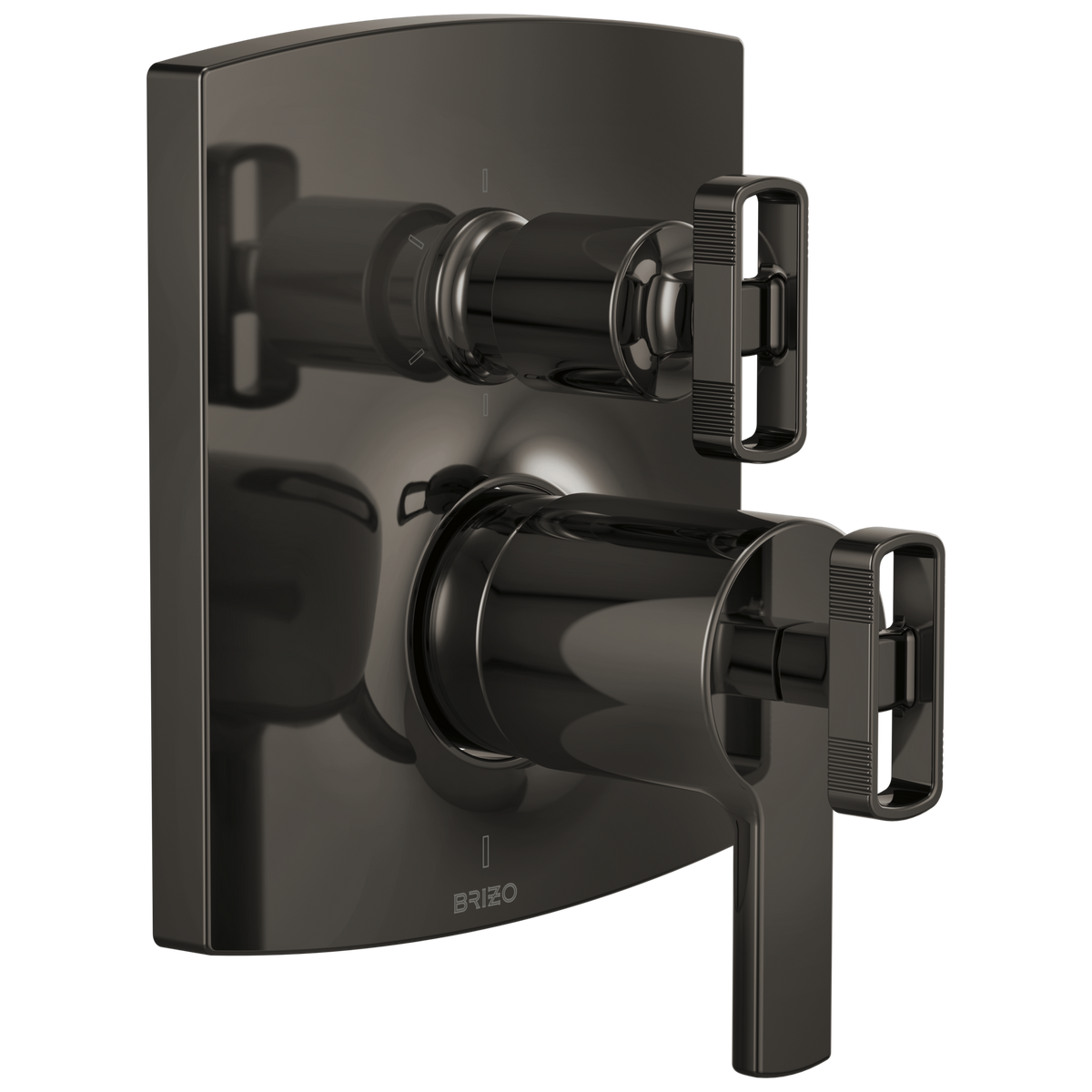 Brizo Brizo TempAssure Thermostatic Valve with Integrated 6-Function Diverter Trim - Less Handles - Complete Kit - Brilliance® Black Onyx