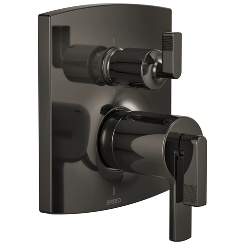 Brizo Brizo TempAssure Thermostatic Valve with Integrated 6-Function Diverter Trim - Less Handles - Complete Kit - Brilliance® Black Onyx