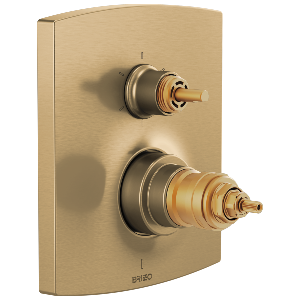 Brizo TempAssure Thermostatic Valve with Integrated 6-Function Diverter Trim - Less Handles - Brilliance® Luxe Gold®