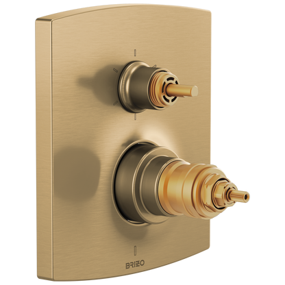 Brizo TempAssure Thermostatic Valve with Integrated 6-Function Diverter Trim - Less Handles - Brilliance® Luxe Gold®