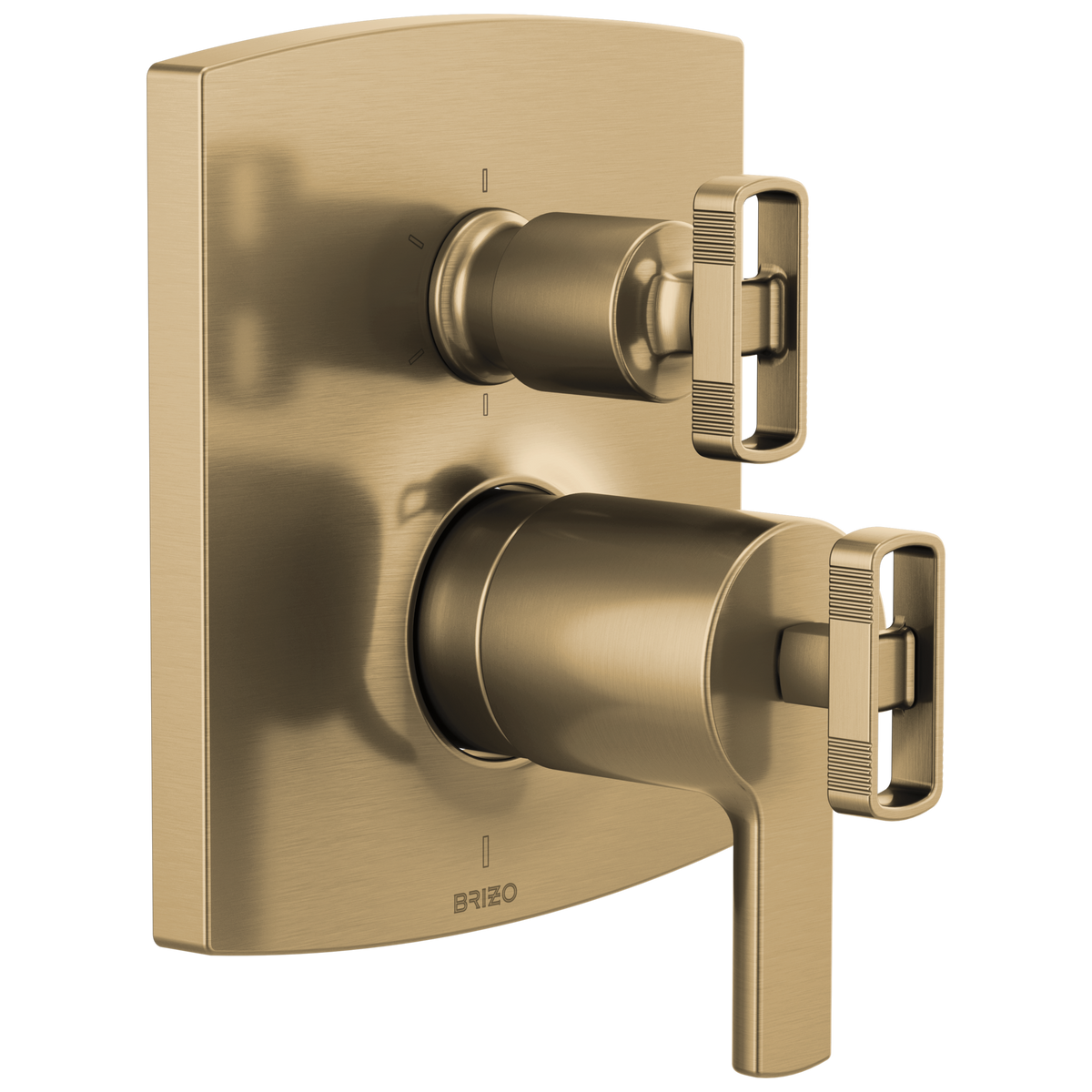 Brizo Brizo TempAssure Thermostatic Valve with Integrated 6-Function Diverter Trim - Less Handles - Complete Kit - Brilliance® Luxe Gold®