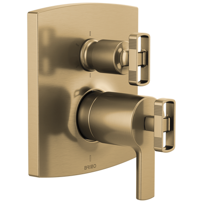 Brizo Brizo TempAssure Thermostatic Valve with Integrated 6-Function Diverter Trim - Less Handles - Complete Kit - Brilliance® Luxe Gold®