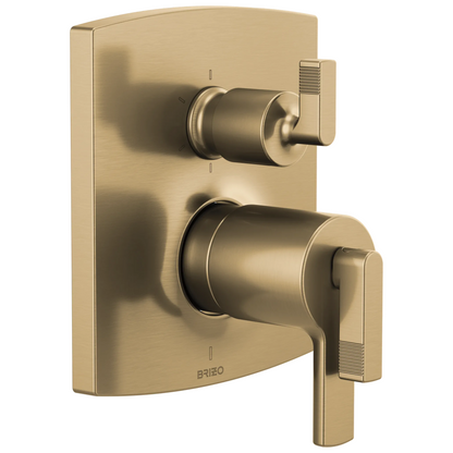 Brizo Brizo TempAssure Thermostatic Valve with Integrated 6-Function Diverter Trim - Less Handles - Complete Kit - Brilliance® Luxe Gold®