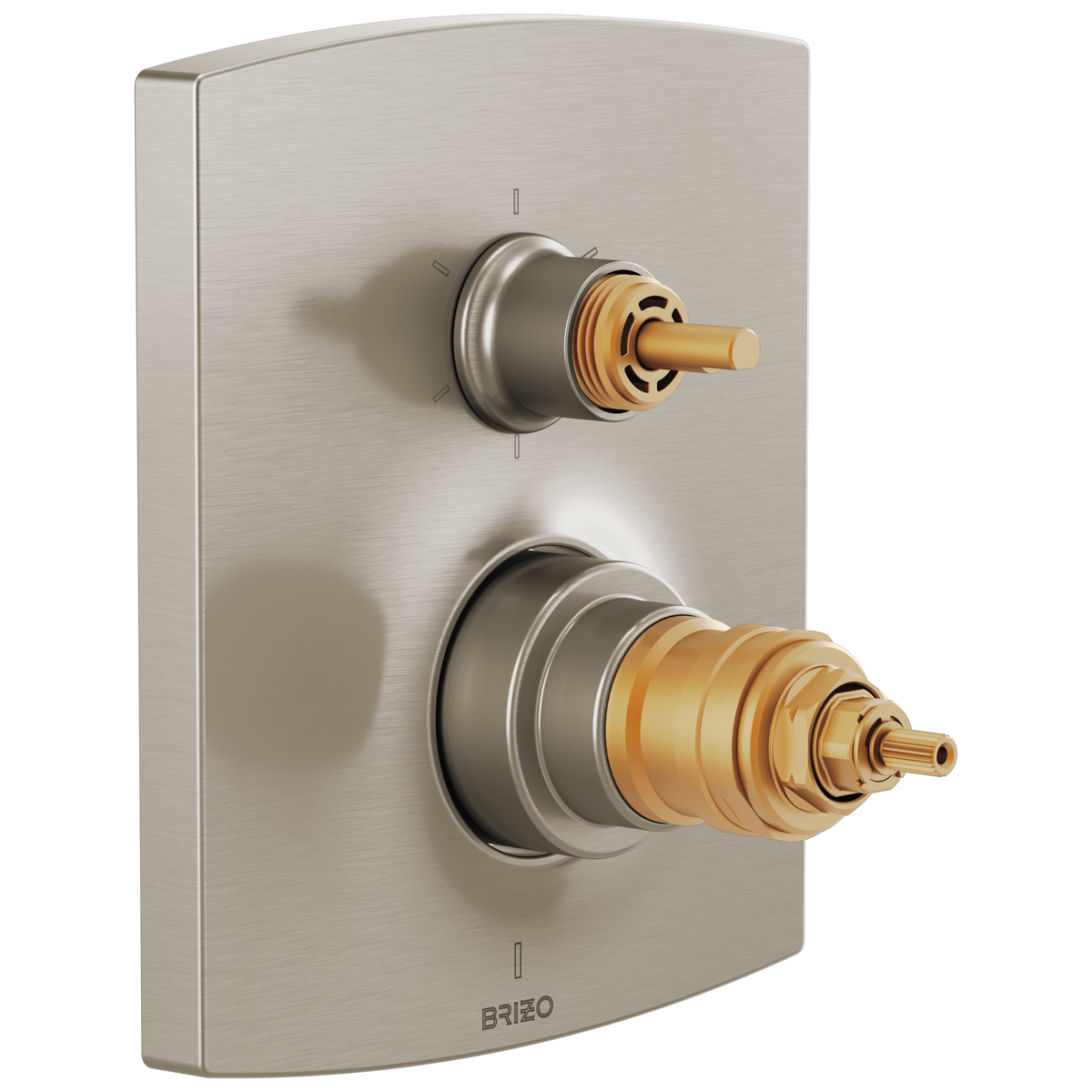 Brizo TempAssure Thermostatic Valve with Integrated 6-Function Diverter Trim - Less Handles - Brilliance® Luxe Nickel®