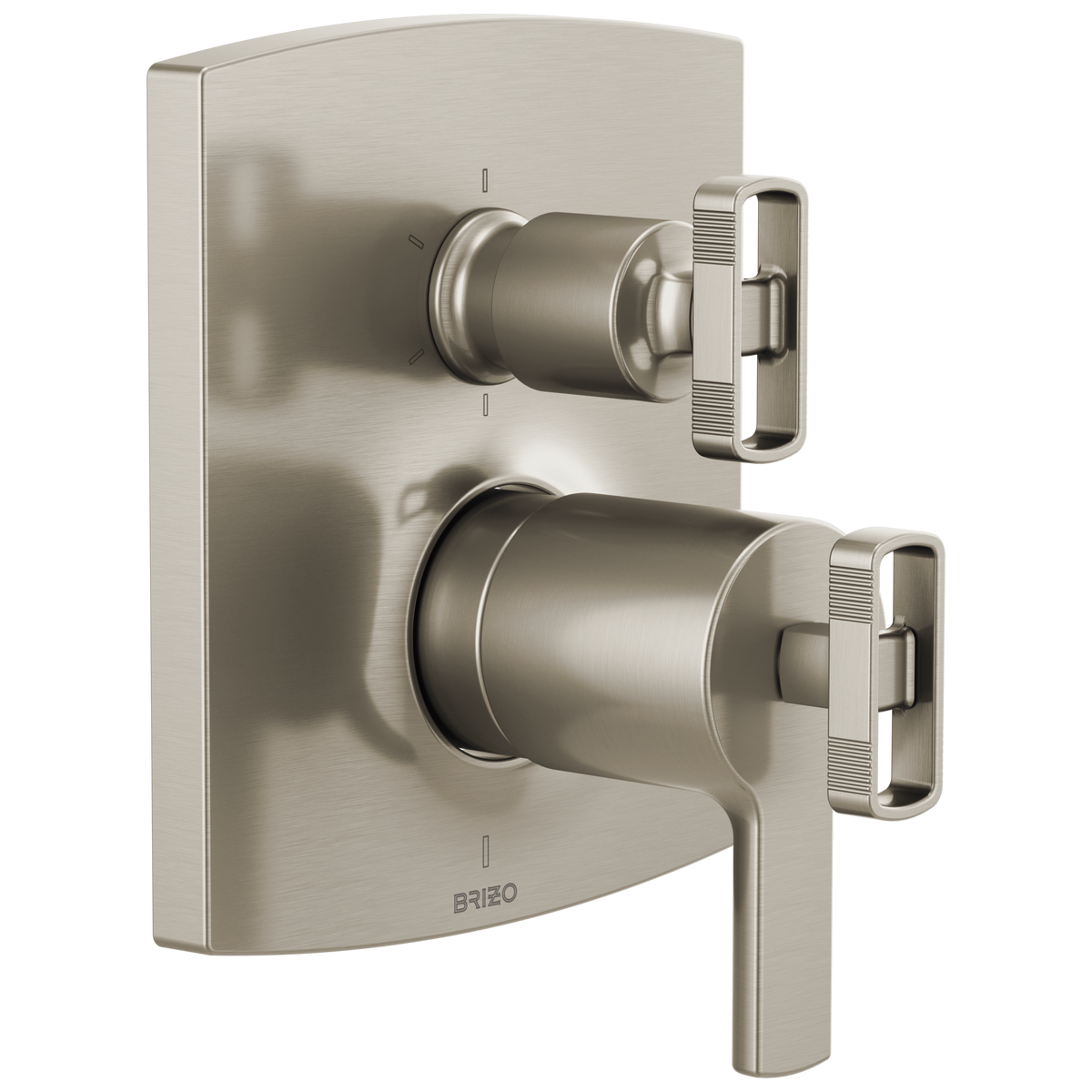 Brizo Brizo TempAssure Thermostatic Valve with Integrated 6-Function Diverter Trim - Less Handles - Complete Kit - Brilliance® Luxe Nickel®