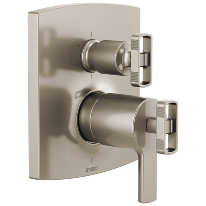 Brizo Brizo TempAssure Thermostatic Valve with Integrated 6-Function Diverter Trim - Less Handles - Complete Kit - Brilliance® Luxe Nickel®