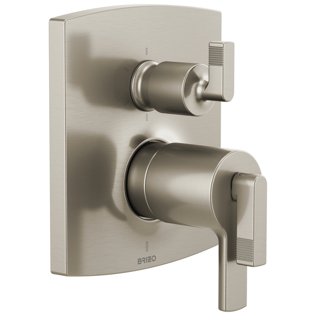 Brizo Brizo TempAssure Thermostatic Valve with Integrated 6-Function Diverter Trim - Less Handles - Complete Kit - Brilliance® Luxe Nickel®