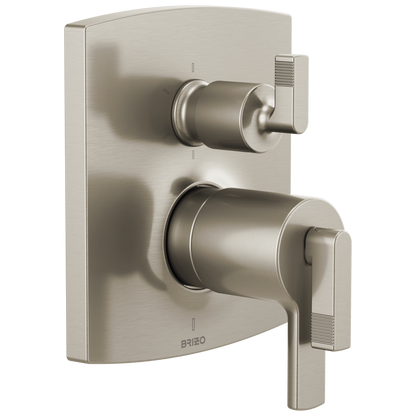 Brizo Brizo TempAssure Thermostatic Valve with Integrated 6-Function Diverter Trim - Less Handles - Complete Kit - Brilliance® Luxe Nickel®
