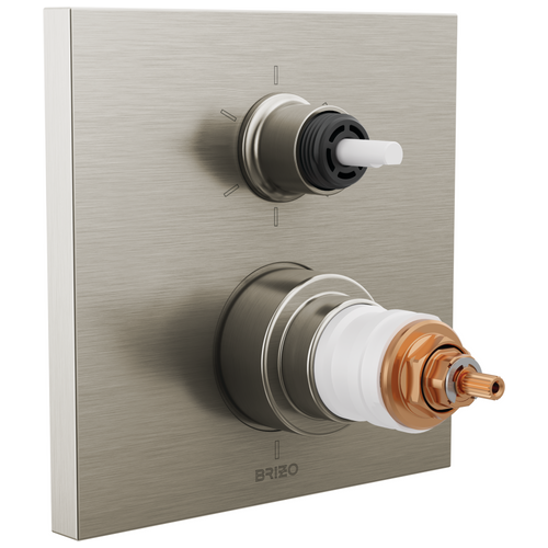 Frank Lloyd Wright Bath Collection by Brizo TempAssure Thermostatic Valve with 6-Function Integrated Diverter Trim - Less Handles - Brilliance® Luxe Nickel®