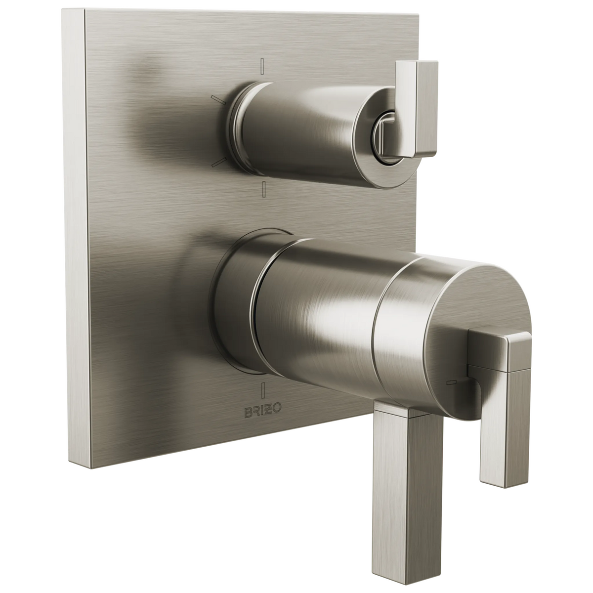 Brizo Frank Lloyd Wright Bath Collection by Brizo TempAssure Thermostatic Valve with 6-Function Integrated Diverter Trim - Less Handles - Complete Kit - Brilliance® Luxe Nickel®