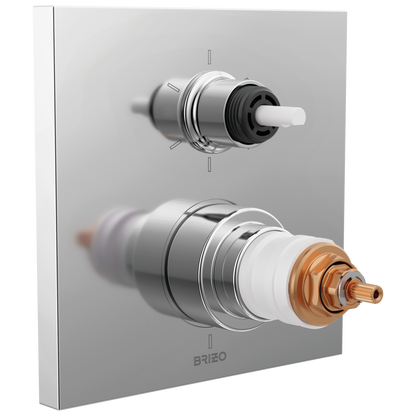 Frank Lloyd Wright Bath Collection by Brizo TempAssure Thermostatic Valve with 6-Function Integrated Diverter Trim - Less Handles - Polished Chrome