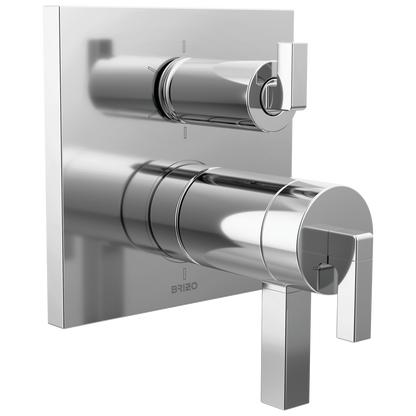 Brizo Frank Lloyd Wright Bath Collection by Brizo TempAssure Thermostatic Valve with 6-Function Integrated Diverter Trim - Less Handles - Complete Kit - Polished Chrome
