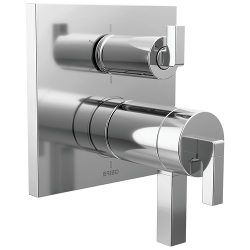 Brizo Frank Lloyd Wright Bath Collection by Brizo TempAssure Thermostatic Valve with 6-Function Integrated Diverter Trim - Less Handles - Complete Kit - Polished Chrome