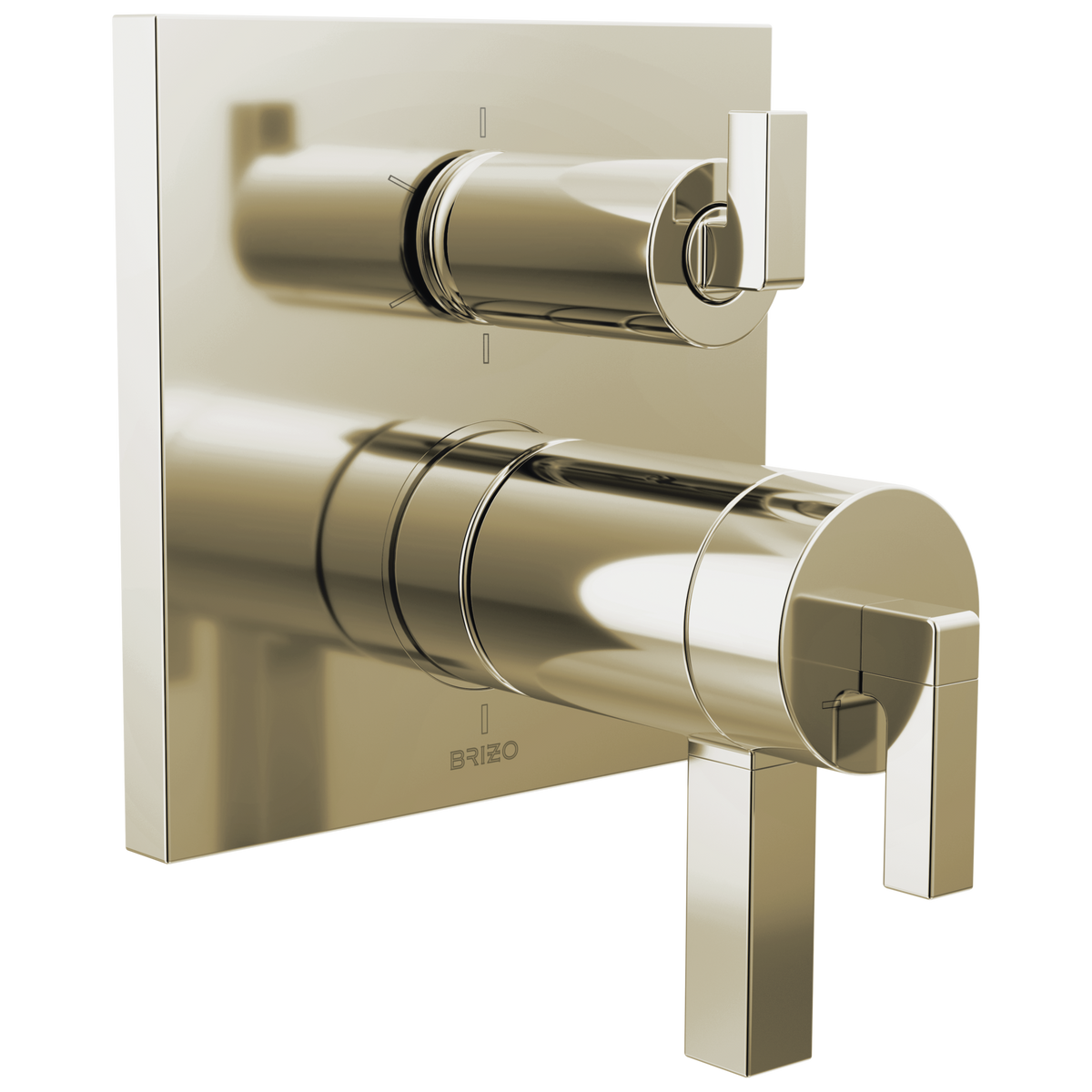Brizo Frank Lloyd Wright Bath Collection by Brizo TempAssure Thermostatic Valve with 6-Function Integrated Diverter Trim - Less Handles - Complete Kit - Brilliance® Polished Nickel