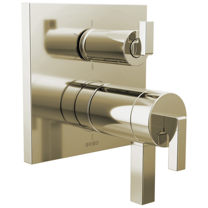 Brizo Frank Lloyd Wright Bath Collection by Brizo TempAssure Thermostatic Valve with 6-Function Integrated Diverter Trim - Less Handles - Complete Kit - Brilliance® Polished Nickel