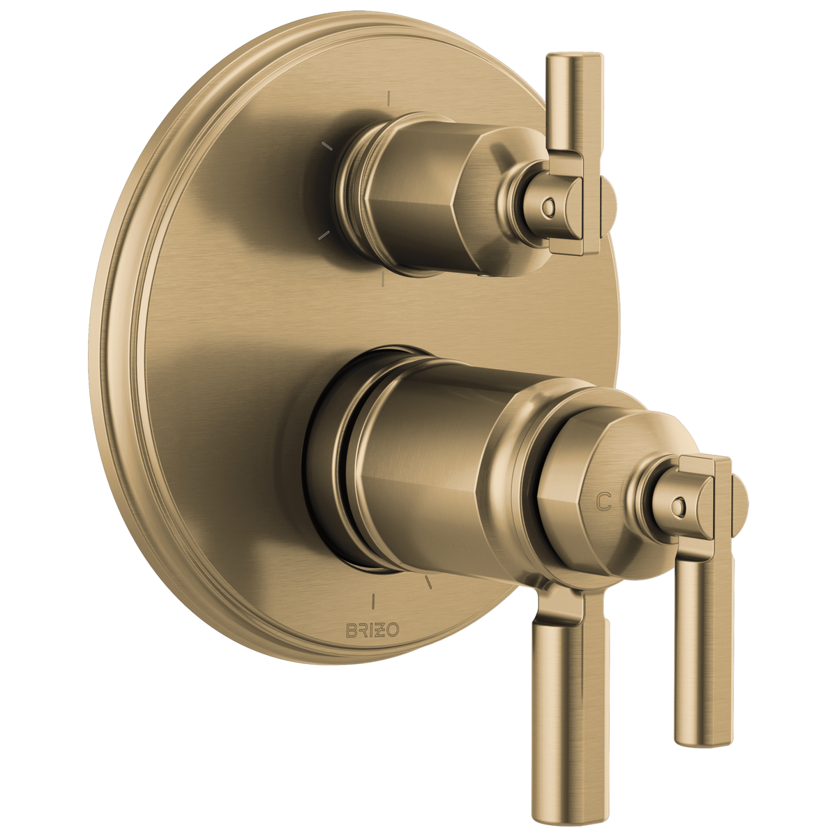 Invari Brizo Invari: TempAssure Thermostatic Valve With Integrated 6-Function Diverter Trim - Brilliance® Luxe Gold®