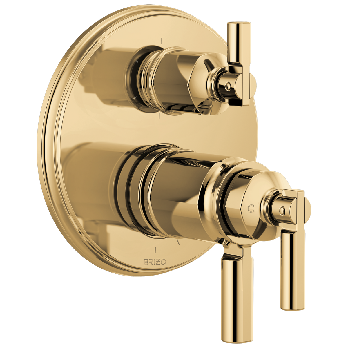 Invari Brizo Invari: TempAssure Thermostatic Valve With Integrated 6-Function Diverter Trim - Brilliance® Polished Gold