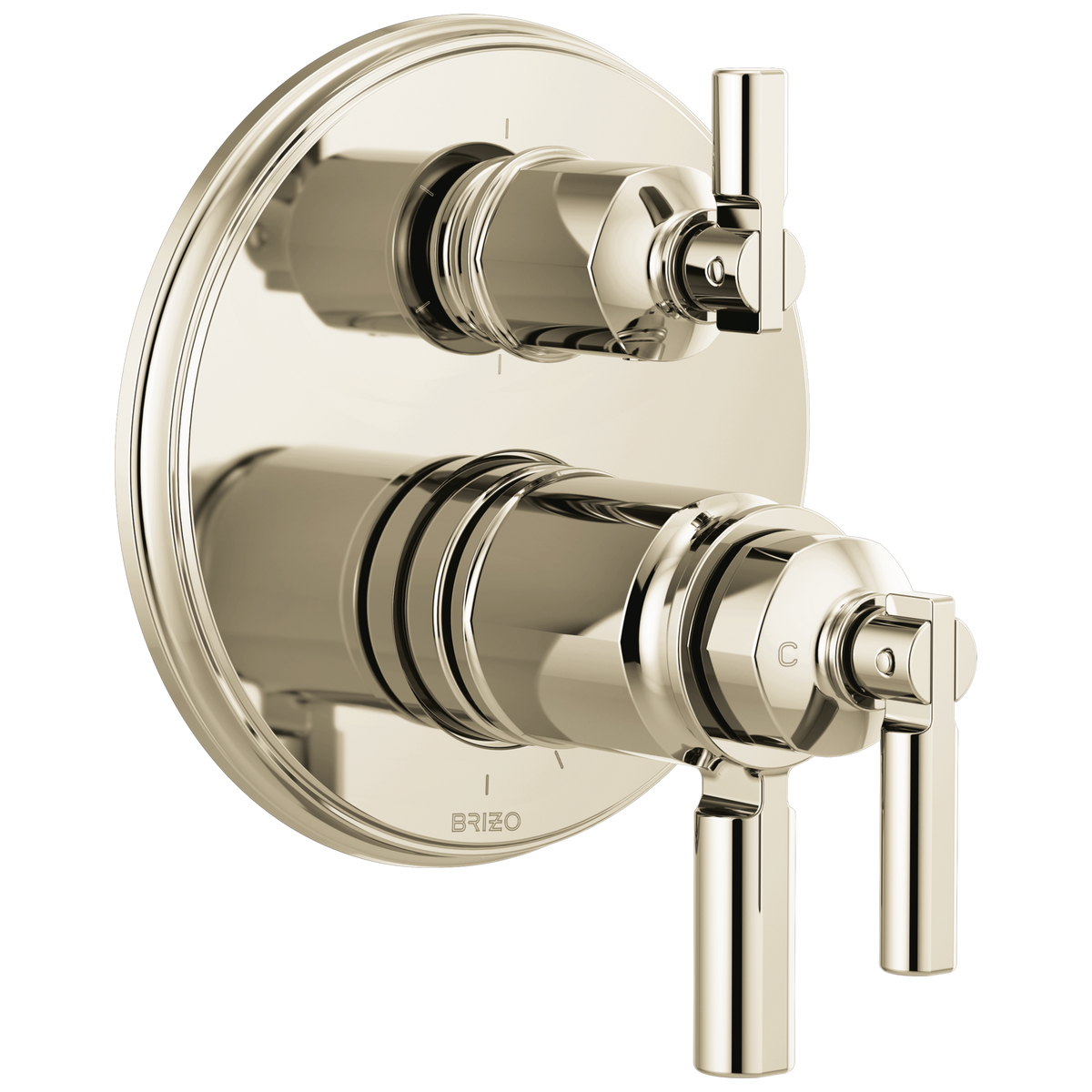 Invari Brizo Invari: TempAssure Thermostatic Valve With Integrated 6-Function Diverter Trim - Brilliance® Polished Nickel