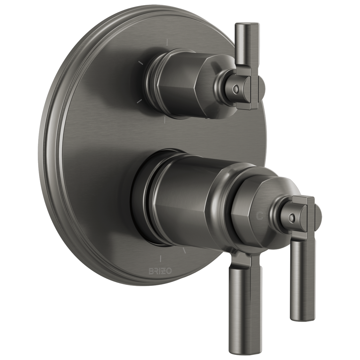 Invari Brizo Invari: TempAssure Thermostatic Valve With Integrated 6-Function Diverter Trim - Brilliance® Luxe Steel®