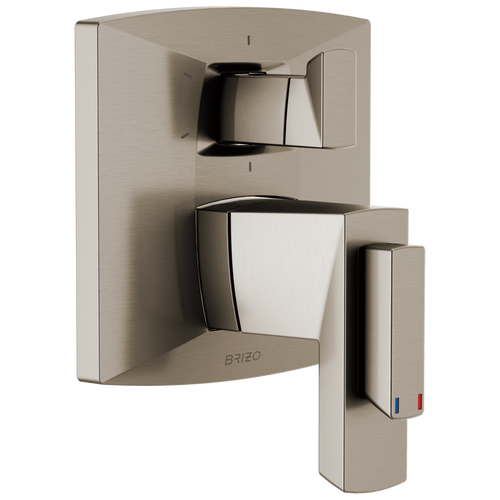 Vettis Brizo Vettis: TempAssure Thermostatic Valve With Integrated 6-Function Diverter Trim - Brilliance® Luxe Nickel®