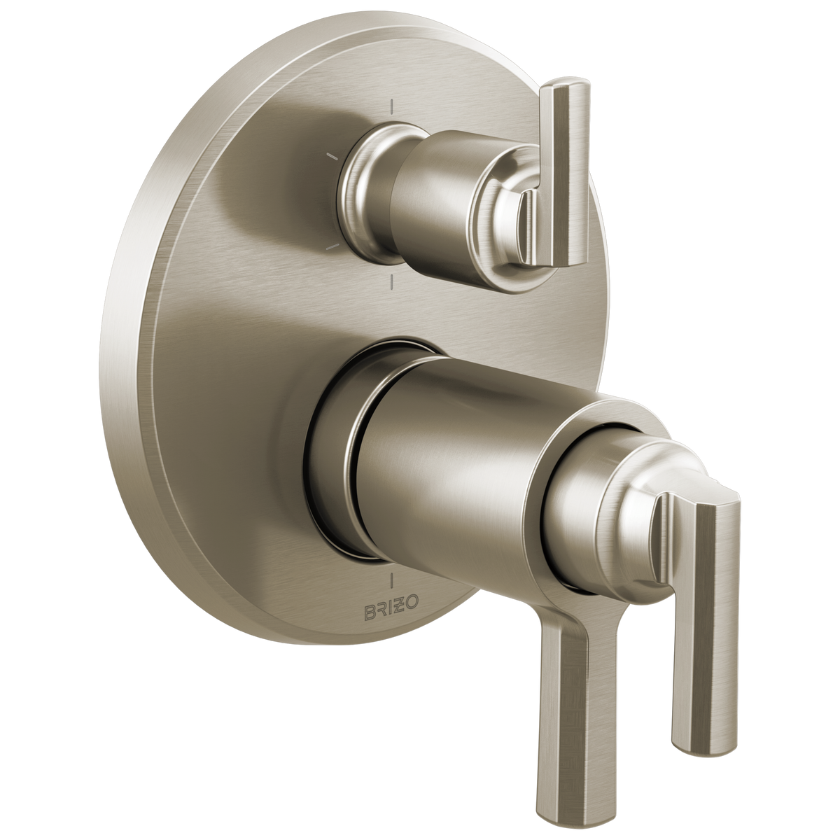 Levoir Brizo Levoir: TempAssure Thermostatic Valve With Integrated 6-Function Diverter Trim - Brilliance® Luxe Nickel®