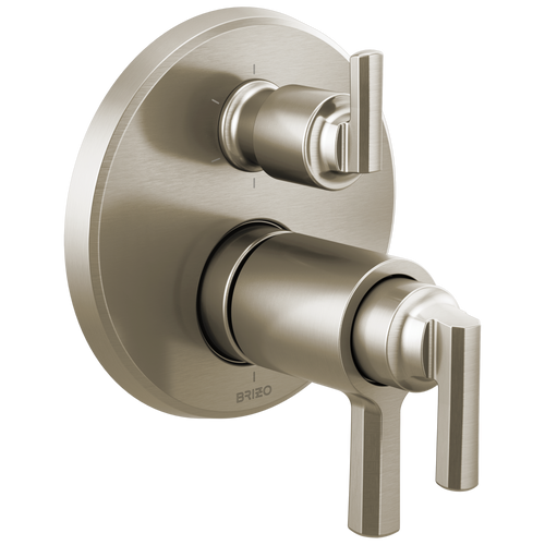 Levoir Brizo Levoir: TempAssure Thermostatic Valve With Integrated 6-Function Diverter Trim - Brilliance® Luxe Nickel®