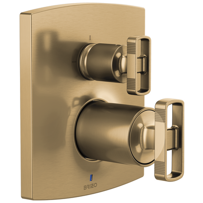 Brizo Brizo Pressure Balance Valve with Integrated 3-Function Diverter Trim - Less Handles - Complete Kit - Brilliance® Luxe Gold®