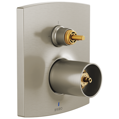 Brizo Pressure Balance Valve with Integrated 3-Function Diverter Trim - Less Handles - Brilliance® Luxe Nickel®