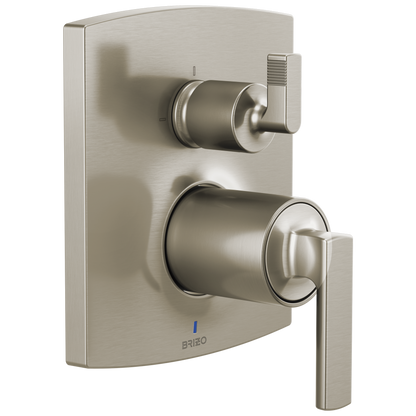 Brizo Brizo Pressure Balance Valve with Integrated 3-Function Diverter Trim - Less Handles - Complete Kit - Brilliance® Luxe Nickel®