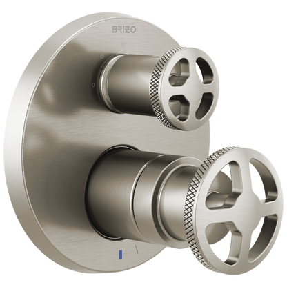 Brizo Litze Pressure Balance Valve with Integrated 3-Function Diverter Trim - Less Handles - Complete Kit - Brilliance® Luxe Nickel®