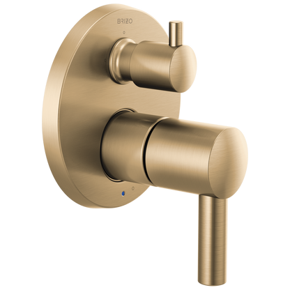 Brizo Odin Pressure Balance Valve with Integrated 3-Function Diverter Trim - Less Handles - Complete Kit - Brilliance® Luxe Gold®
