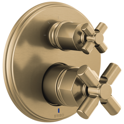 Brizo Invari Pressure Balance Valve With Integrated 3-Function Diverter Trim - Less Handles - Complete Kit - Brilliance® Luxe Gold®