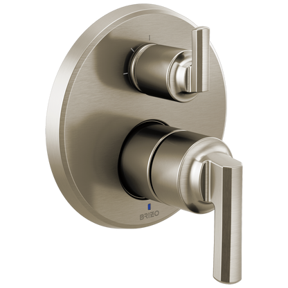 Brizo Levoir Pressure Balance Valve With Integrated 3-Function Diverter Trim - Less Handles - Complete Kit - Brilliance® Luxe Nickel®