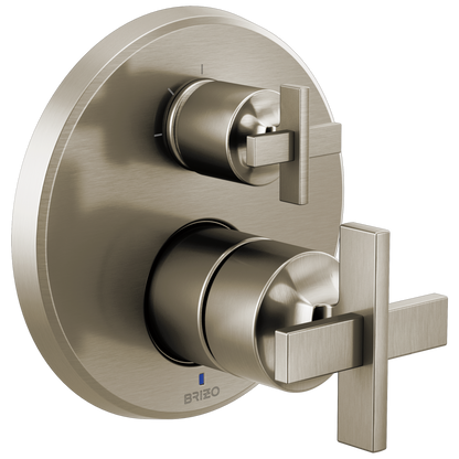 Brizo Levoir Pressure Balance Valve With Integrated 3-Function Diverter Trim - Less Handles - Complete Kit - Brilliance® Luxe Nickel®