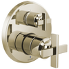 Brizo Levoir Pressure Balance Valve With Integrated 3-Function Diverter Trim - Less Handles - Complete Kit - Brilliance® Polished Nickel
