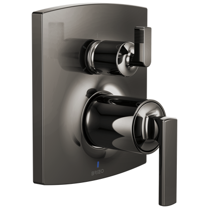 Brizo Brizo Pressure Balance Valve with Integrated 6-Function Diverter Trim - Less Handles - Complete Kit - Brilliance® Black Onyx