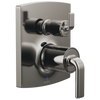 Brizo Brizo Pressure Balance Valve with Integrated 6-Function Diverter Trim - Less Handles - Complete Kit - Brilliance® Black Onyx