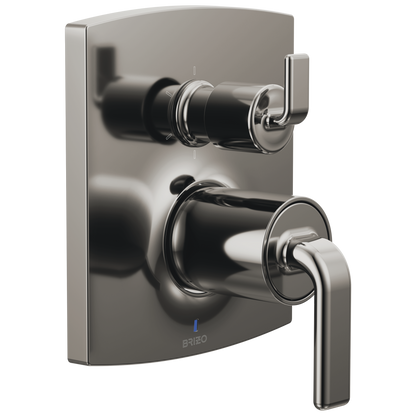 Brizo Brizo Pressure Balance Valve with Integrated 6-Function Diverter Trim - Less Handles - Complete Kit - Brilliance® Black Onyx