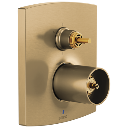 Brizo Pressure Balance Valve with Integrated 6-Function Diverter Trim - Less Handles - Brilliance® Luxe Gold®