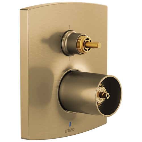 Brizo Pressure Balance Valve with Integrated 6-Function Diverter Trim - Less Handles - Brilliance® Luxe Gold®