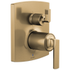 Brizo Brizo Pressure Balance Valve with Integrated 6-Function Diverter Trim - Less Handles - Complete Kit - Brilliance® Luxe Gold®