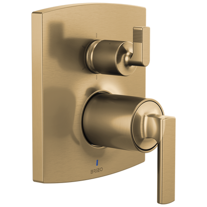 Brizo Brizo Pressure Balance Valve with Integrated 6-Function Diverter Trim - Less Handles - Complete Kit - Brilliance® Luxe Gold®