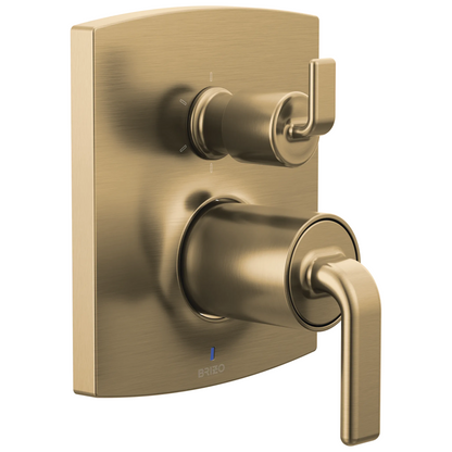 Brizo Brizo Pressure Balance Valve with Integrated 6-Function Diverter Trim - Less Handles - Complete Kit - Brilliance® Luxe Gold®