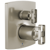 Brizo Brizo Pressure Balance Valve with Integrated 6-Function Diverter Trim - Less Handles - Complete Kit - Brilliance® Luxe Nickel®