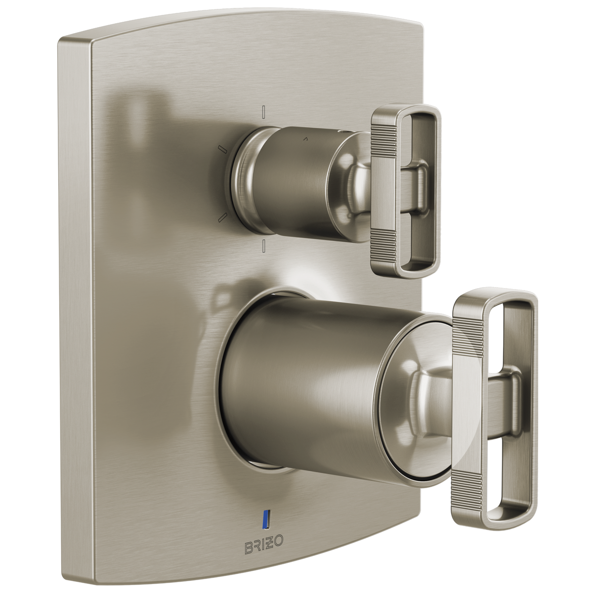 Brizo Brizo Pressure Balance Valve with Integrated 6-Function Diverter Trim - Less Handles - Complete Kit - Brilliance® Luxe Nickel®