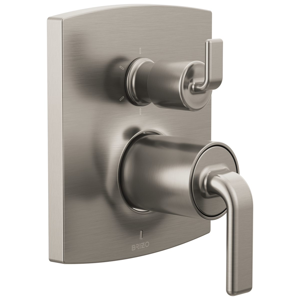 Brizo Brizo Pressure Balance Valve with Integrated 6-Function Diverter Trim - Less Handles - Complete Kit - Brilliance® Luxe Nickel®