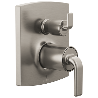 Brizo Brizo Pressure Balance Valve with Integrated 6-Function Diverter Trim - Less Handles - Complete Kit - Brilliance® Luxe Nickel®