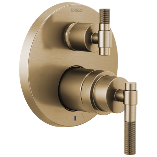 Brizo Litze Pressure Balance Valve with Integrated 6-Function Diverter Trim - Less Handles - Complete Kit - Brilliance® Luxe Gold®