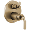 Brizo Litze Pressure Balance Valve with Integrated 6-Function Diverter Trim - Less Handles - Complete Kit - Brilliance® Luxe Gold®